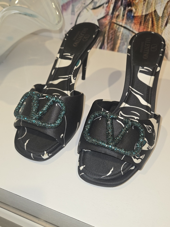 Valentino Shoes - Valentino Garavani Escape Panther Print Crystal VLogo Heels